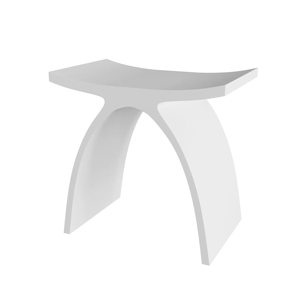 Matte White Solid Surface Bathroom Stool V56705