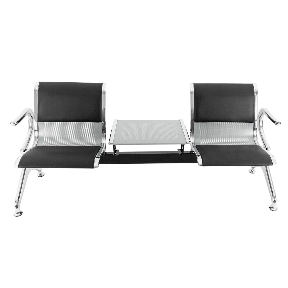 2 Seat PU Leather Reception Chairs with Table and Arms I41765