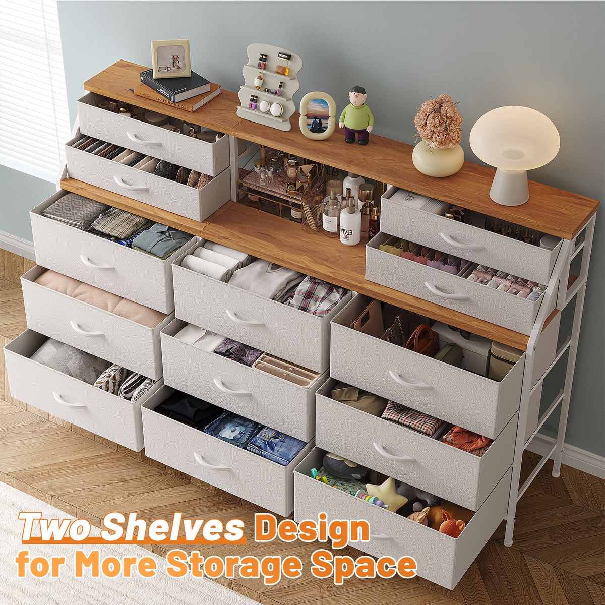Black Fabric 13 Drawer Dresser Y45713