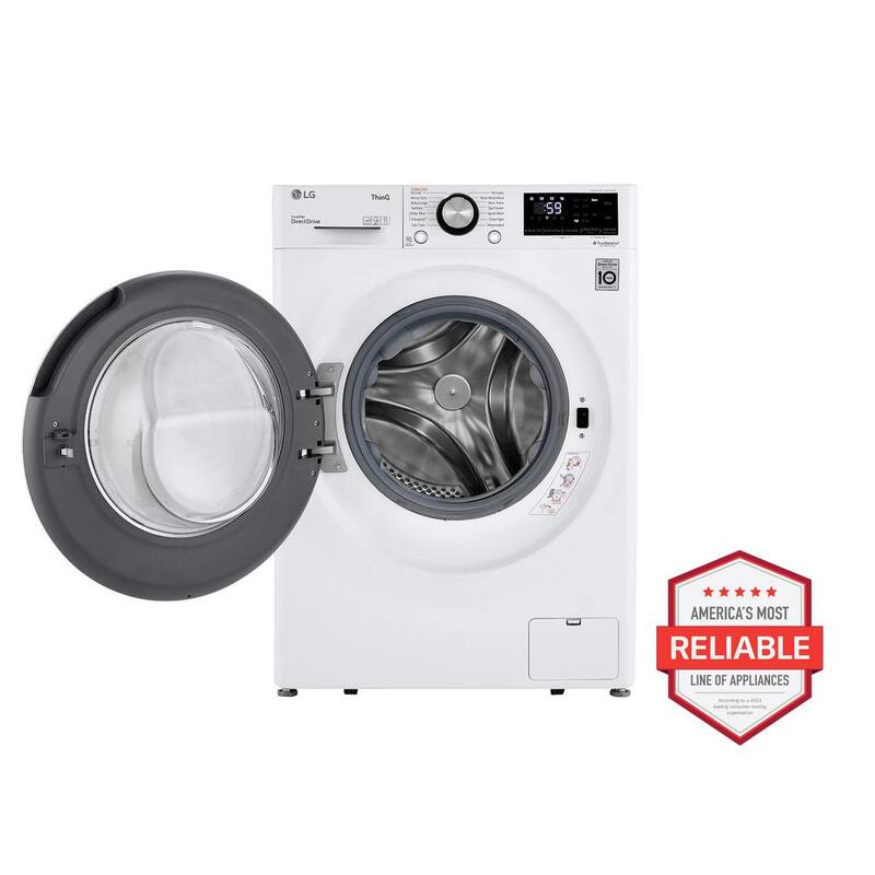 24 in. W 2.4 Cu. Ft. Compact Stackable Smart Front Load Washer in White with Steam O4378