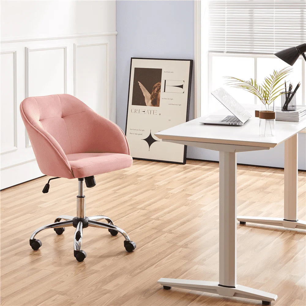 Pink Velvet Adjustable Swivel Office Chair U891