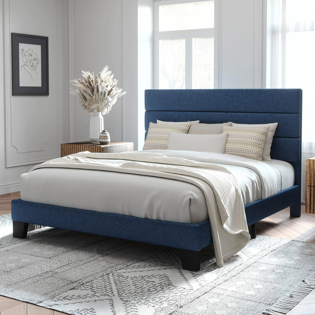 Queen Size Fabric Upholstered Platform Bed Frame F409470