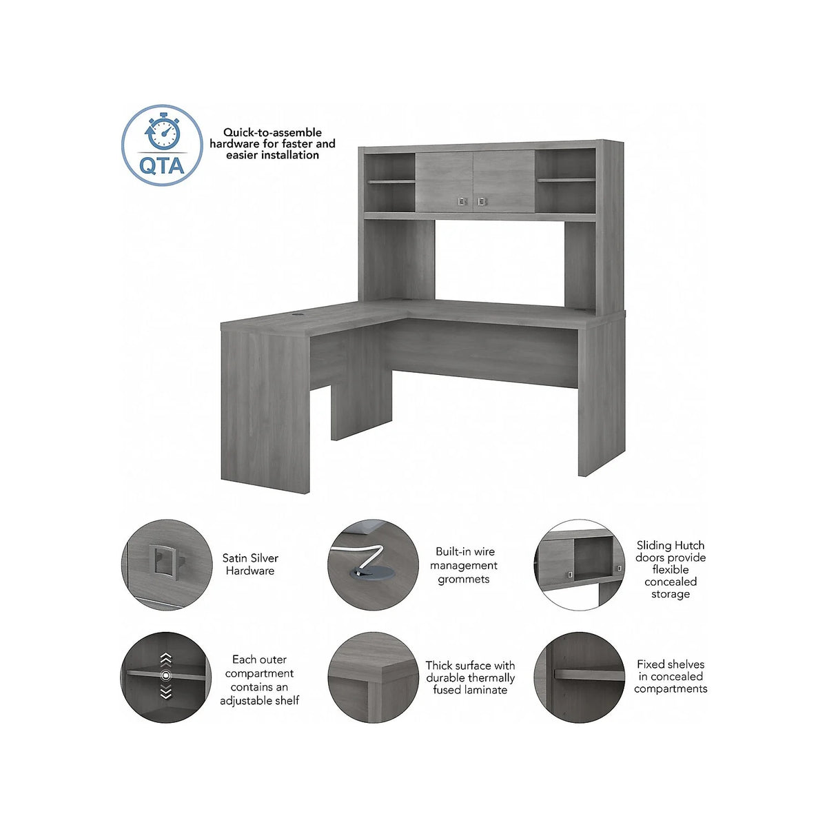 L Shaped Desk with Hutch S78252