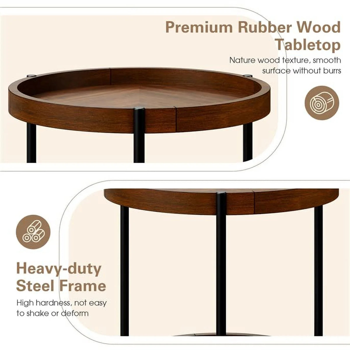 Round 2-Tier Side Table with Bottom Shelf V649916