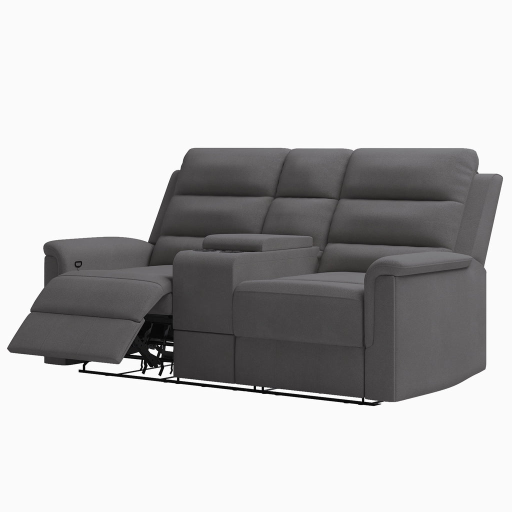 Dark Grey Reclining Loveseat with Cup Holders and Storage H703