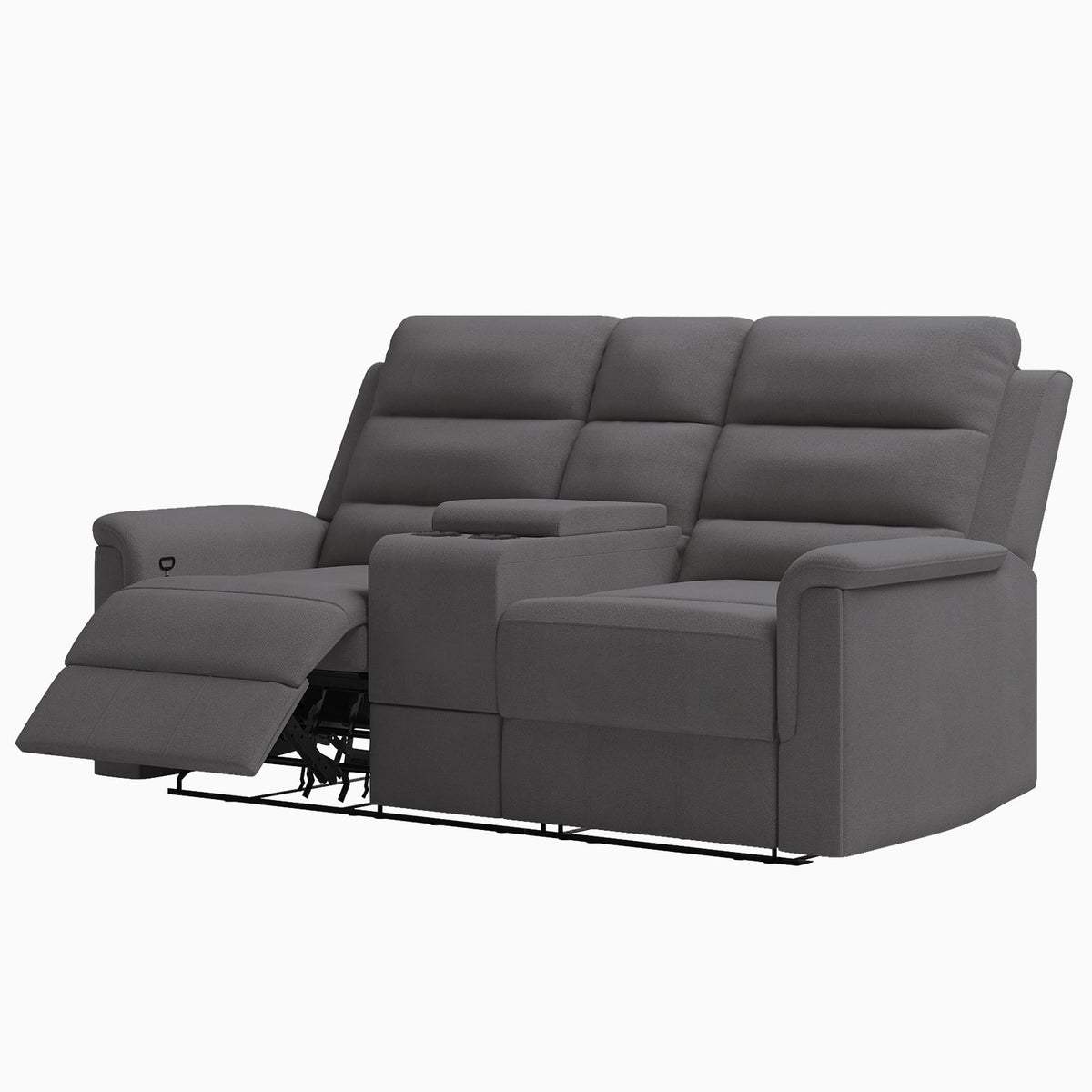 Dark Grey Reclining Loveseat with Cup Holders and Storage H703