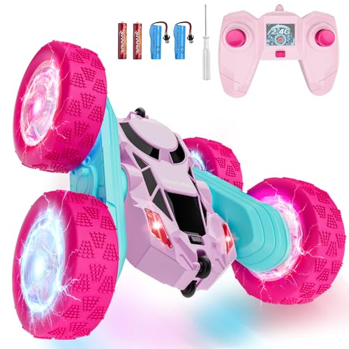 Remote Control Car Double Sided 360° Rotating 4WD Rechargeable Green L7722