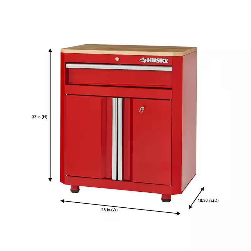 24-Gauge Steel 1-Drawer 2-Door Garage Base Cabinet in Red T187