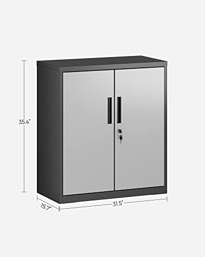 Grey Metal Storage Cabinet with Doors and Shelves U903226