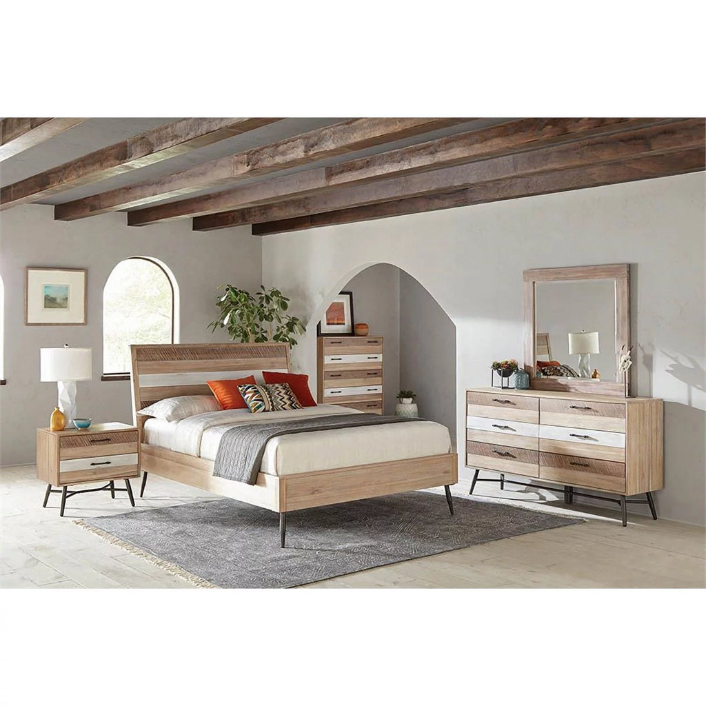 5-piece Brown Wood Queen Bedroom Set P629
