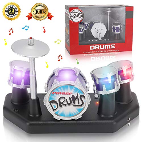 Electronic Mini Desktop Finger Drum Set with Sounds and Lights R30459