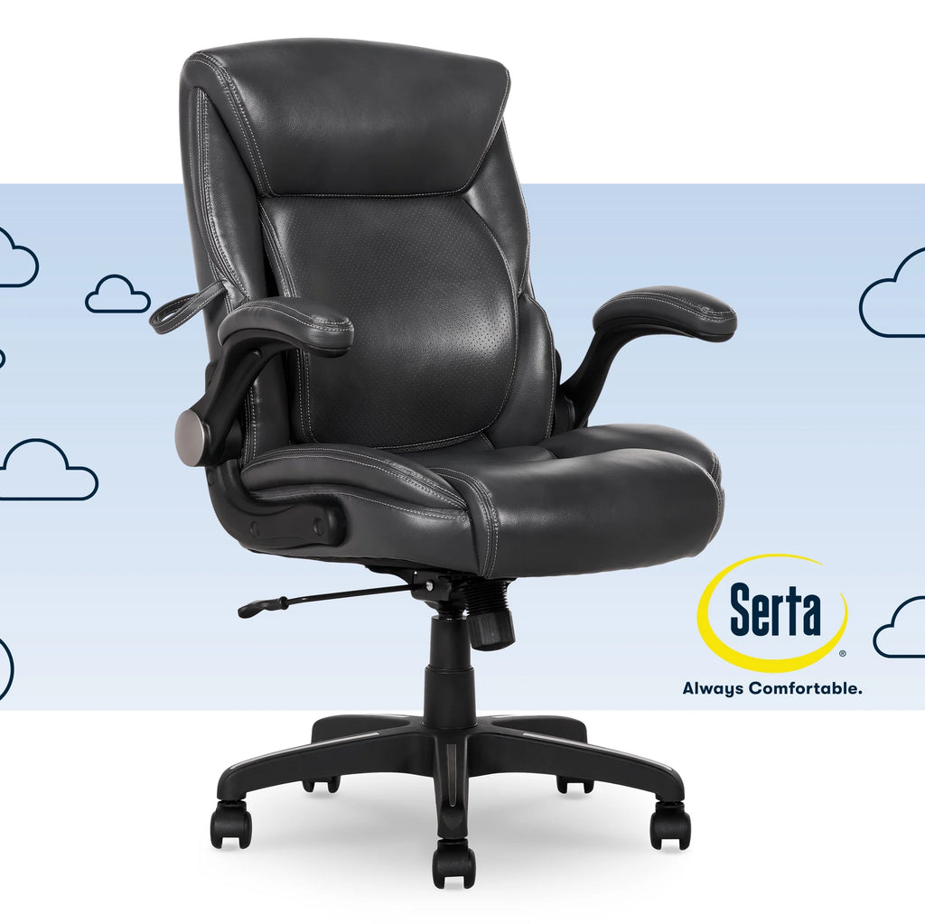 Gray Faux Leather Office Chair D1552