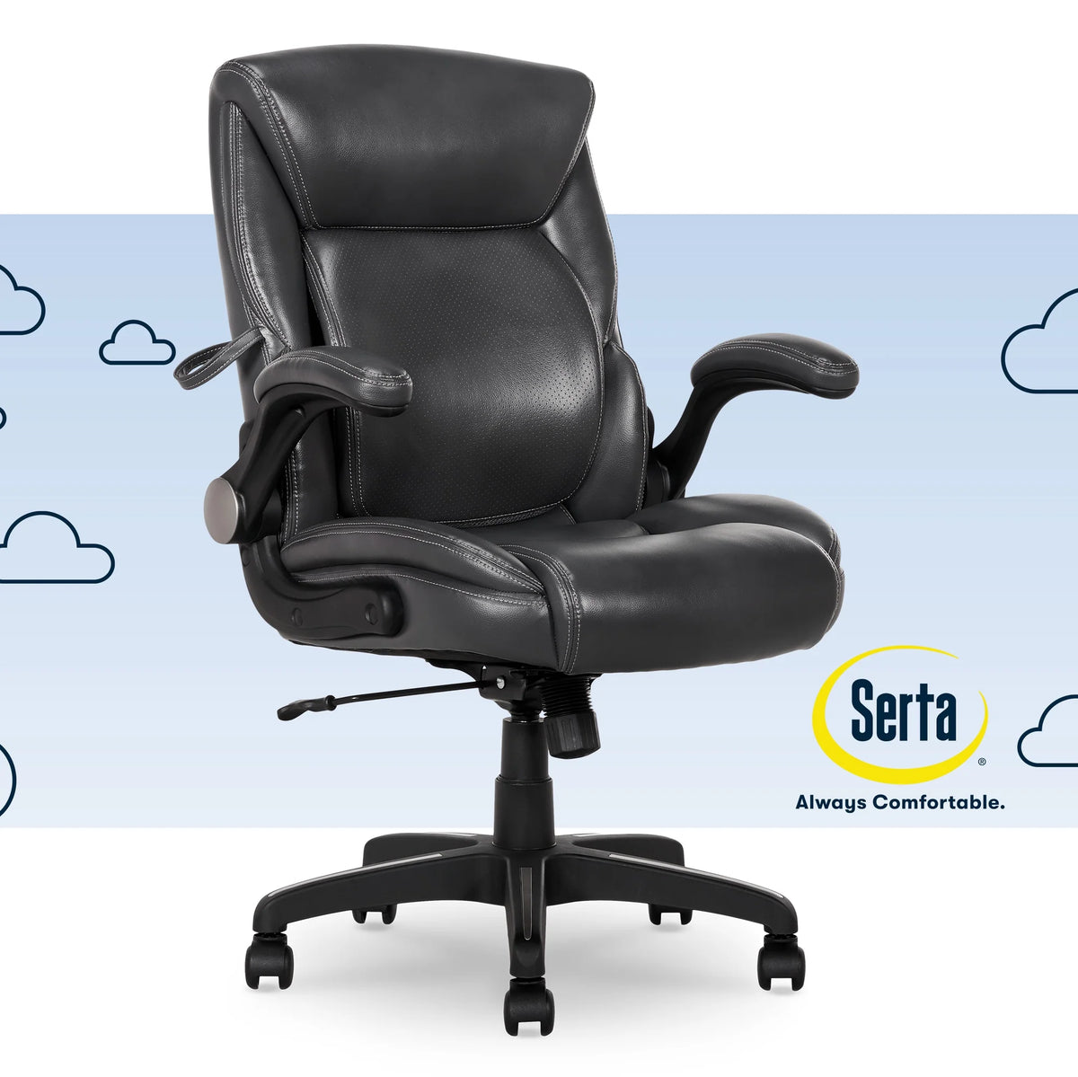 Gray Faux Leather Office Chair D1552