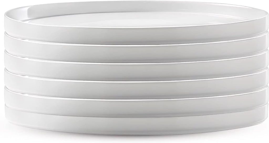 Set Of 6 Tempered Opal Glass Flat Plates E1765