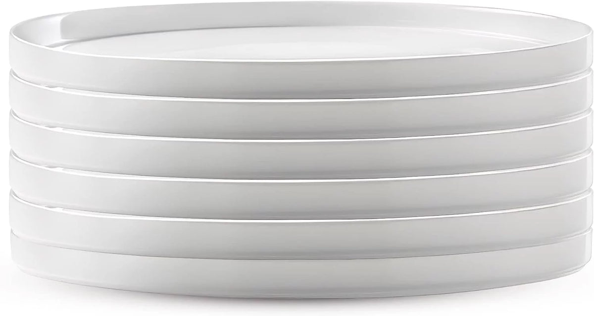 Set Of 6 Tempered Opal Glass Flat Plates E1765