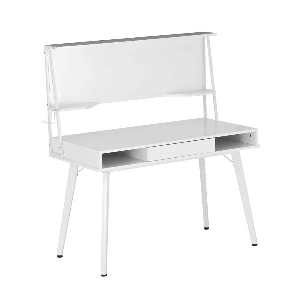 White Computer Desk With Storage & Dry Erase White Board M668543