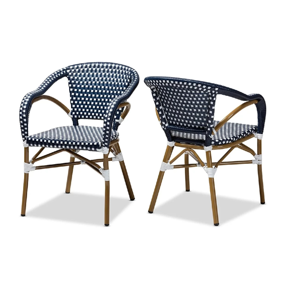 Navy and White Stackable Bistro Dining Chair Set C6095
