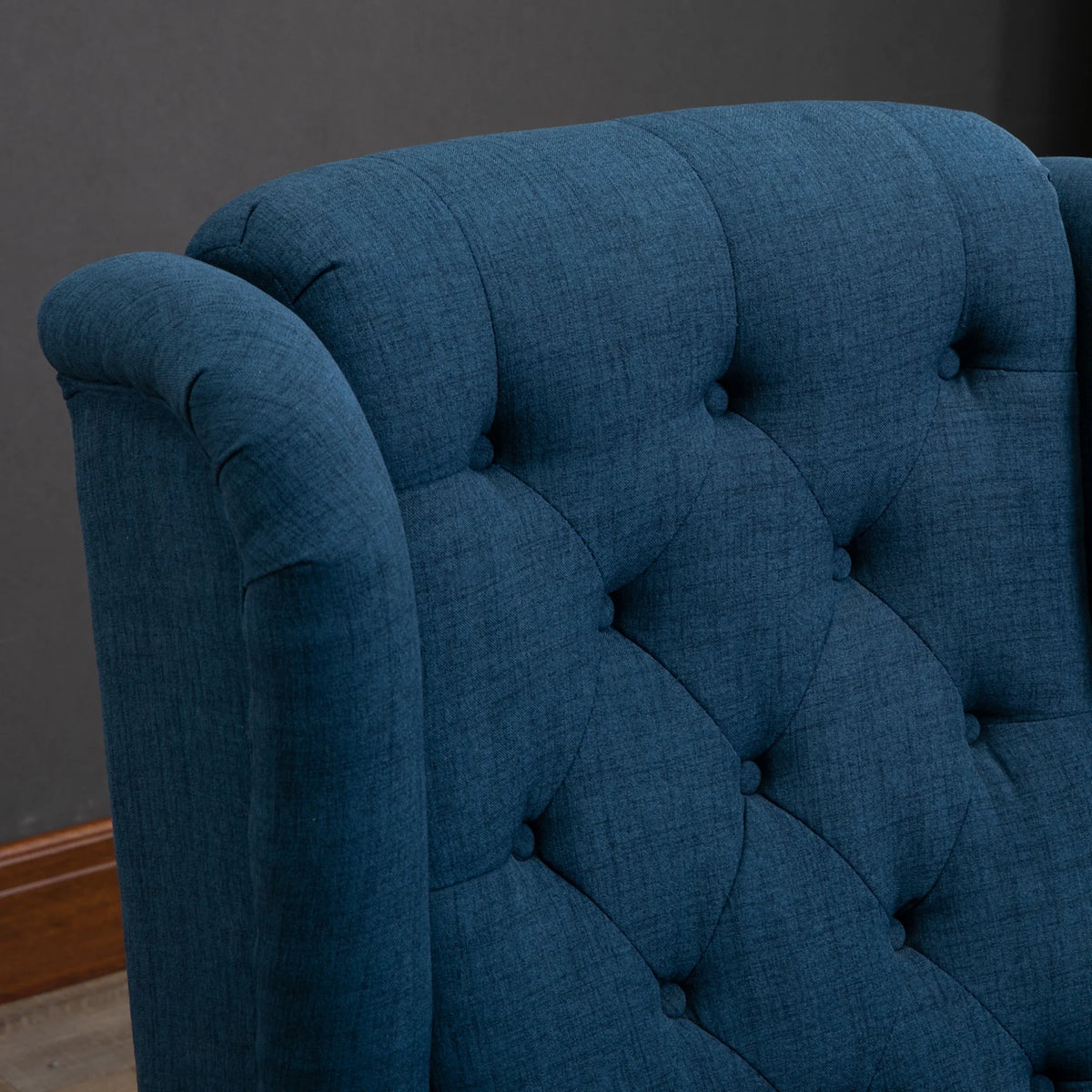 Blue Button-Tufted Accent Chair with Wingback R7622