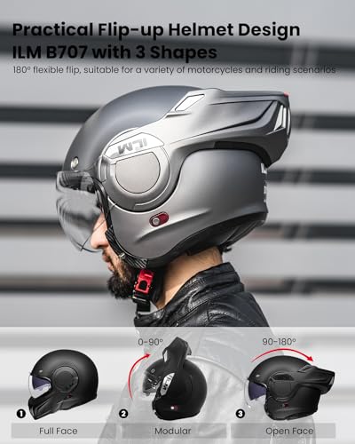 Matte Black Full Face Modular Motorcycle Helmet U609223