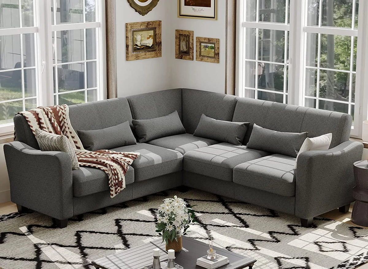 Bluish Grey Reversible L-Shaped Sectional Sofa E3922