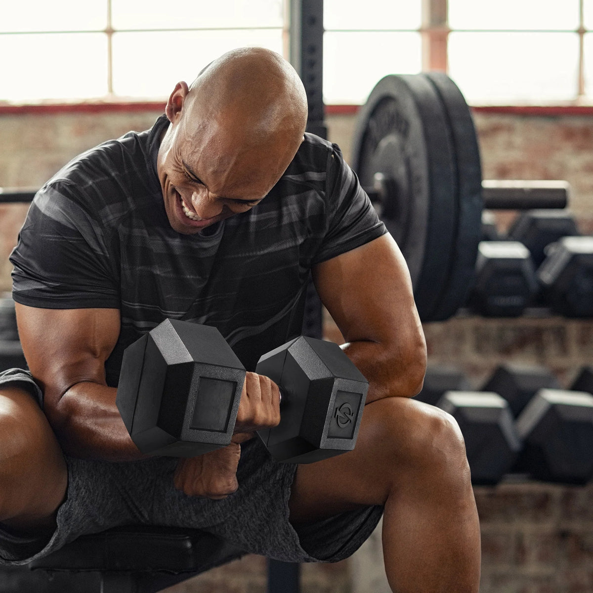 45 lb Rubber Coated Hex Dumbbell Pair H5061