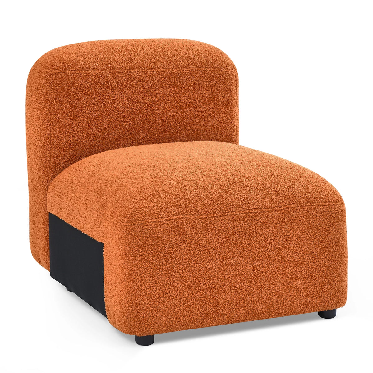 L-Shape Modular Sectional Sofa with 2 Pillows Teddy Fabric Orange Y32455