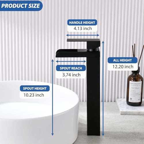 Black Single Handle Bathroom Faucet with Pop-up Drain and Hose X587561