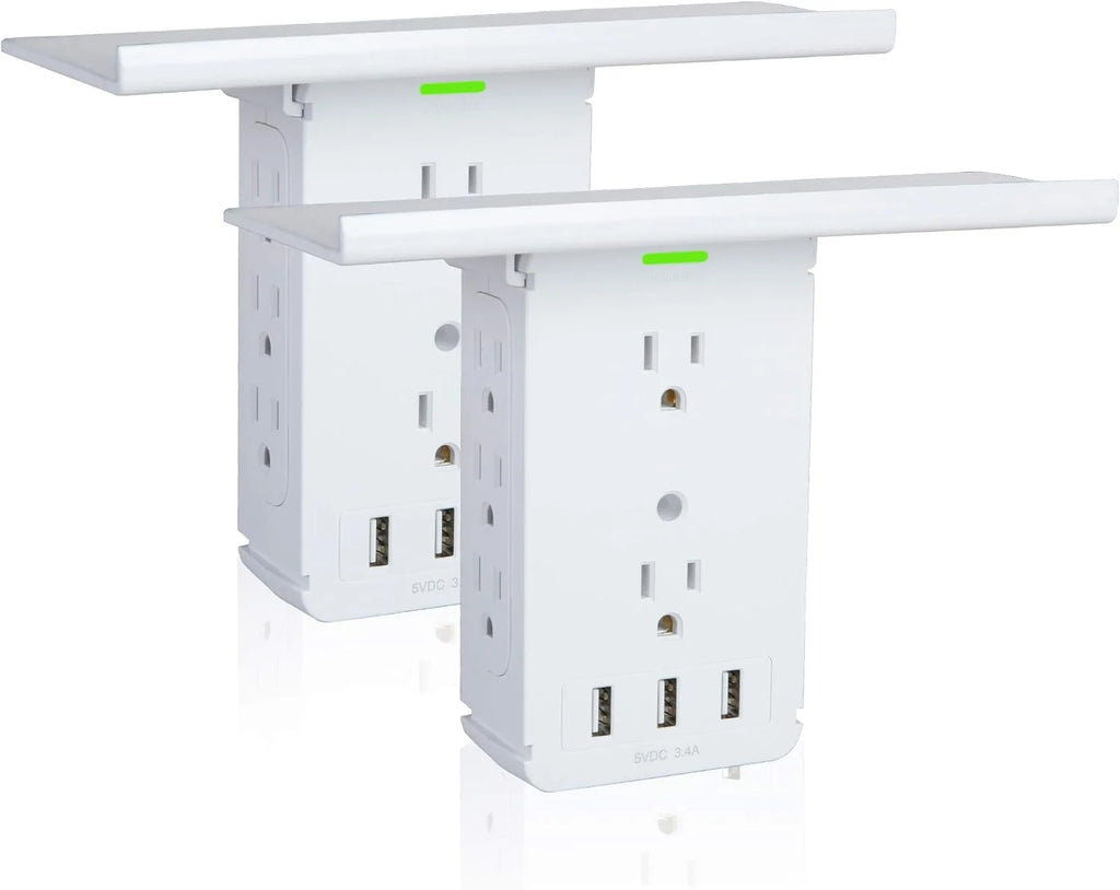 2 Pack Wall Outlet Extender with USB, 8 Outlet & 3 USB Surge Protector E553