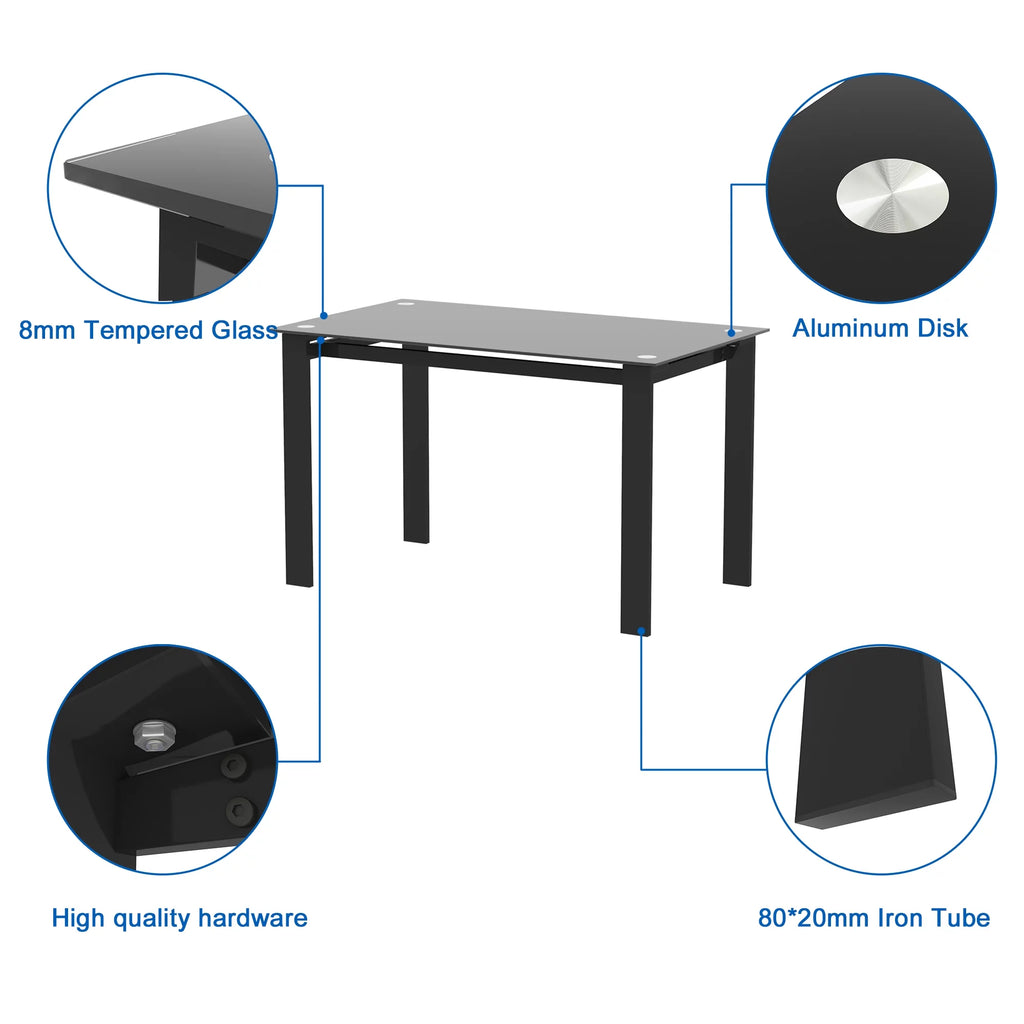 Black Tempered Glass Dining Table G14588