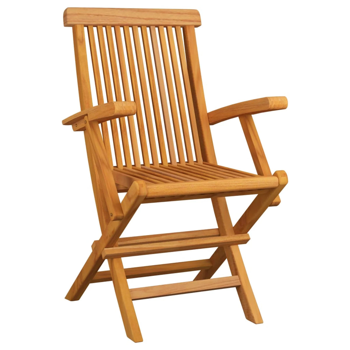 2 Piece Teak Wood Folding Outdoor Dining Chair with Cream Cushion C11358