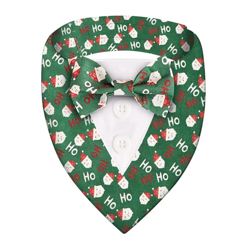 Green Plaid Dog Bandana with Bow Tie Y217300