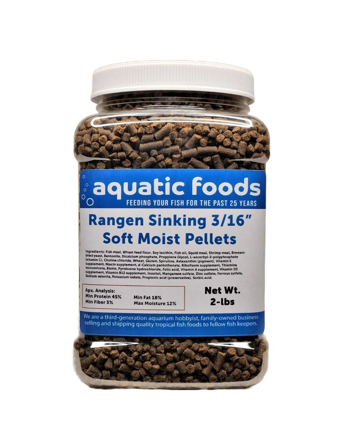 3/16" Soft Moist Sinking Salmon Pellets 2-lb Med Jar N222