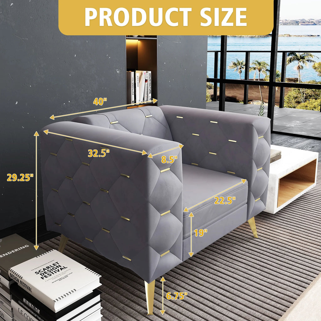 3 Piece Gray Velvet Sofa A575