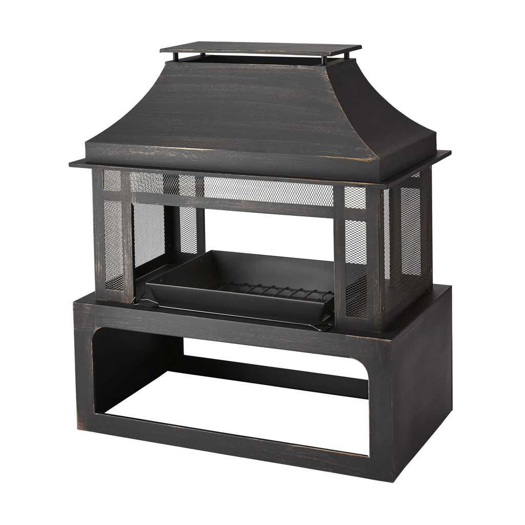 45-Inch Outdoor Steel Fireplace with Chimney U361