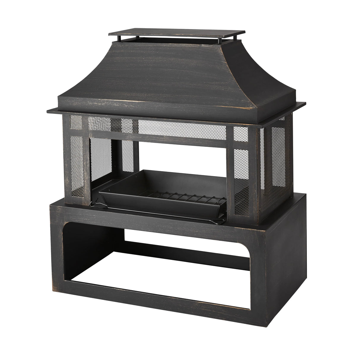 45-Inch Outdoor Steel Fireplace with Chimney U361