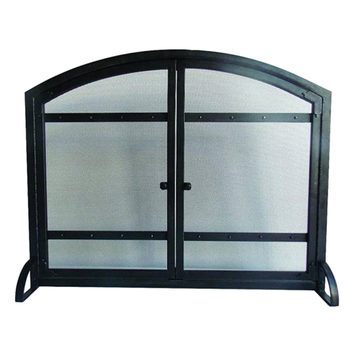 Antique Black 1-Panel Fireplace Screen with Doors J3563
