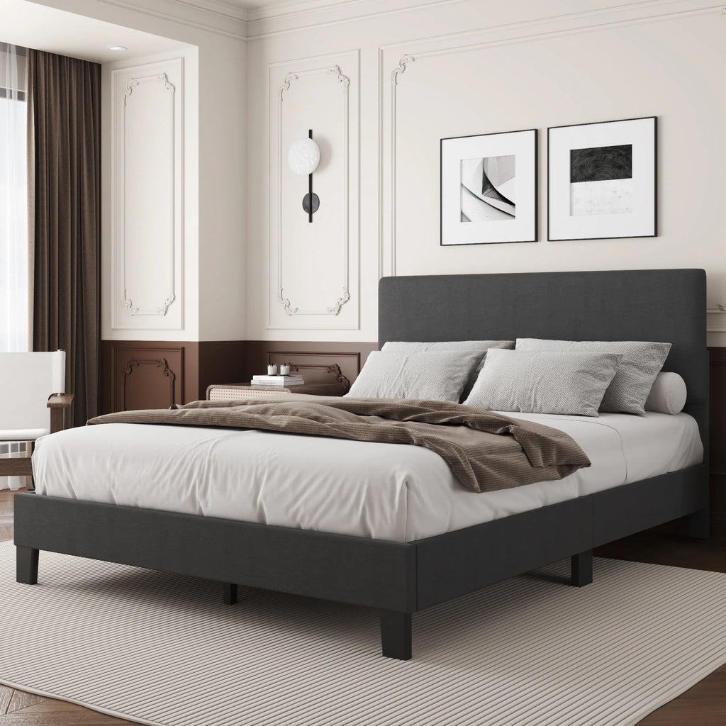 Queen Size Dark Gray Upholstered Bed Frame E978
