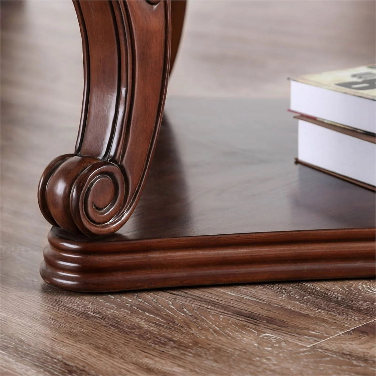 Dark Oak Wood Open Shelf End Table F52798