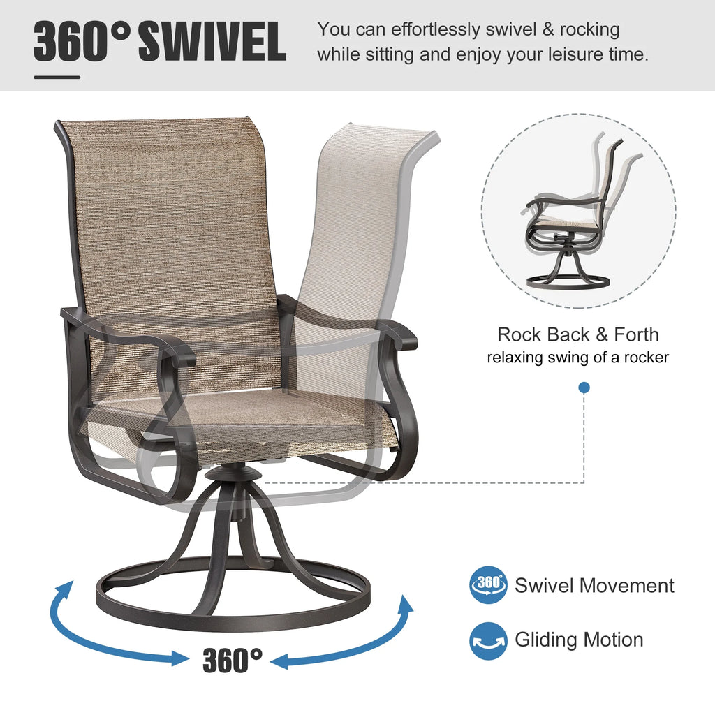 Khaki Swivel Outdoor Chairs Set of 2 G61632