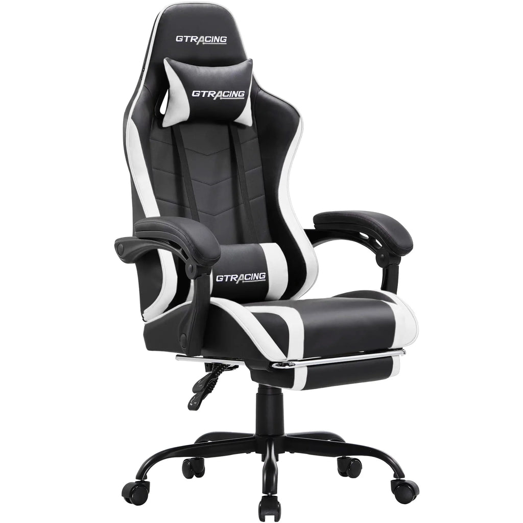 White Gaming Chair with Footrest N731380