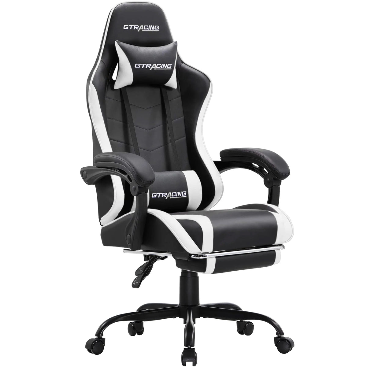 White Gaming Chair with Footrest N731380