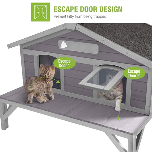 Insulated Weatherproof Two Story Outdoor Cat House U8095