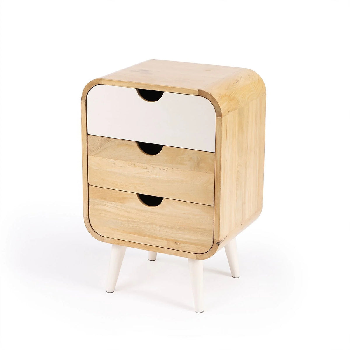 Beige Mango Wood End Table with Storage X827