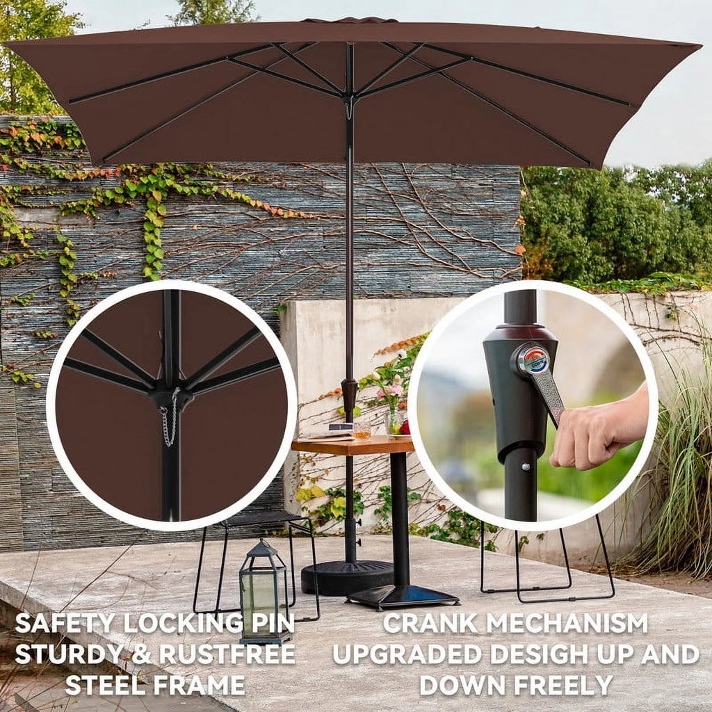 8 x 10 ft Outdoor Rectangular Patio Market Umbrella, Beige L51785