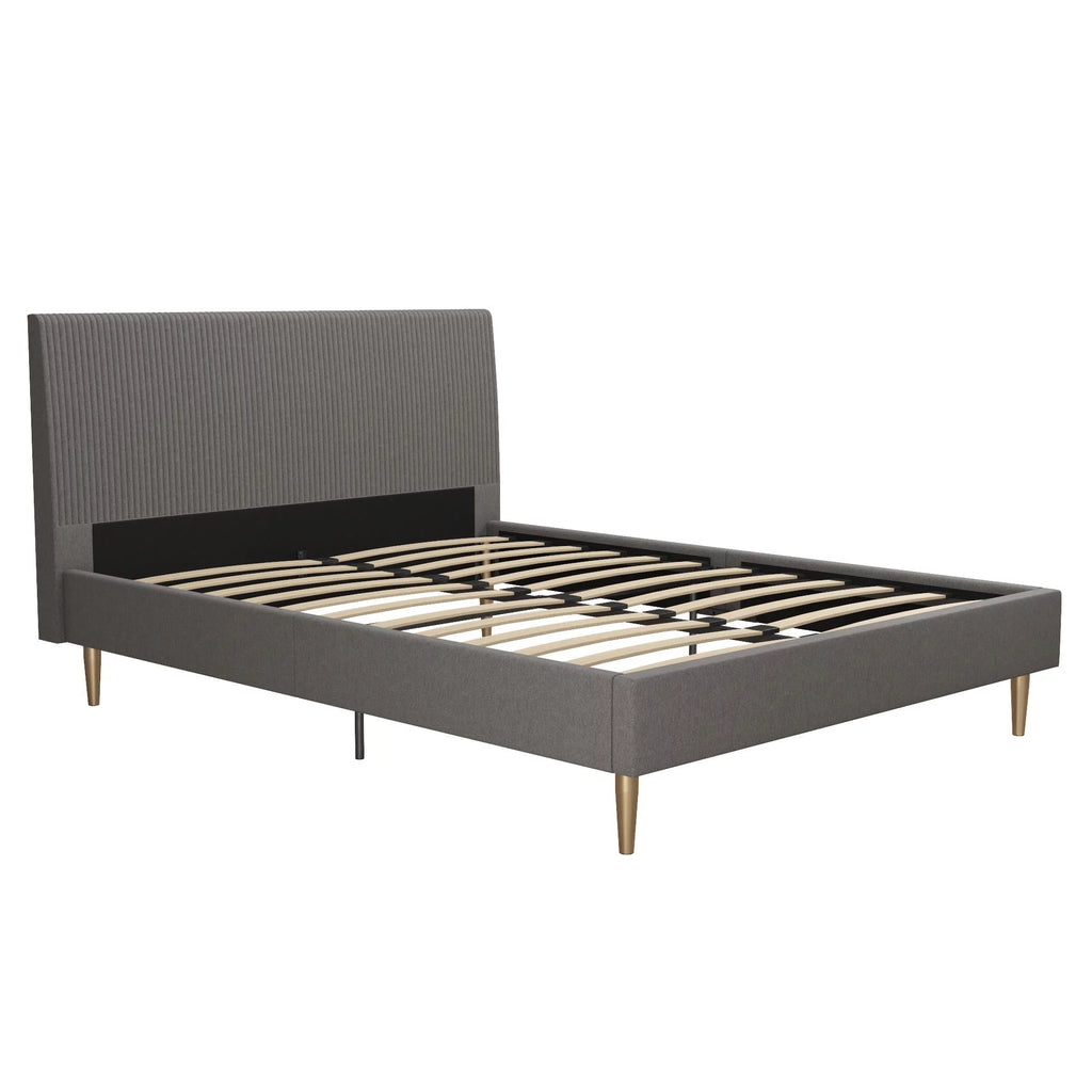 Ivory Velvet Queen Upholstered Bed with Headboard R361