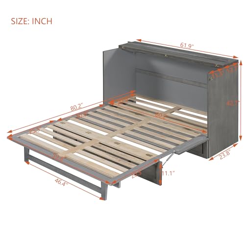 Queen Size Murphy Bed with Storage Drawer & Charging Station C466075
