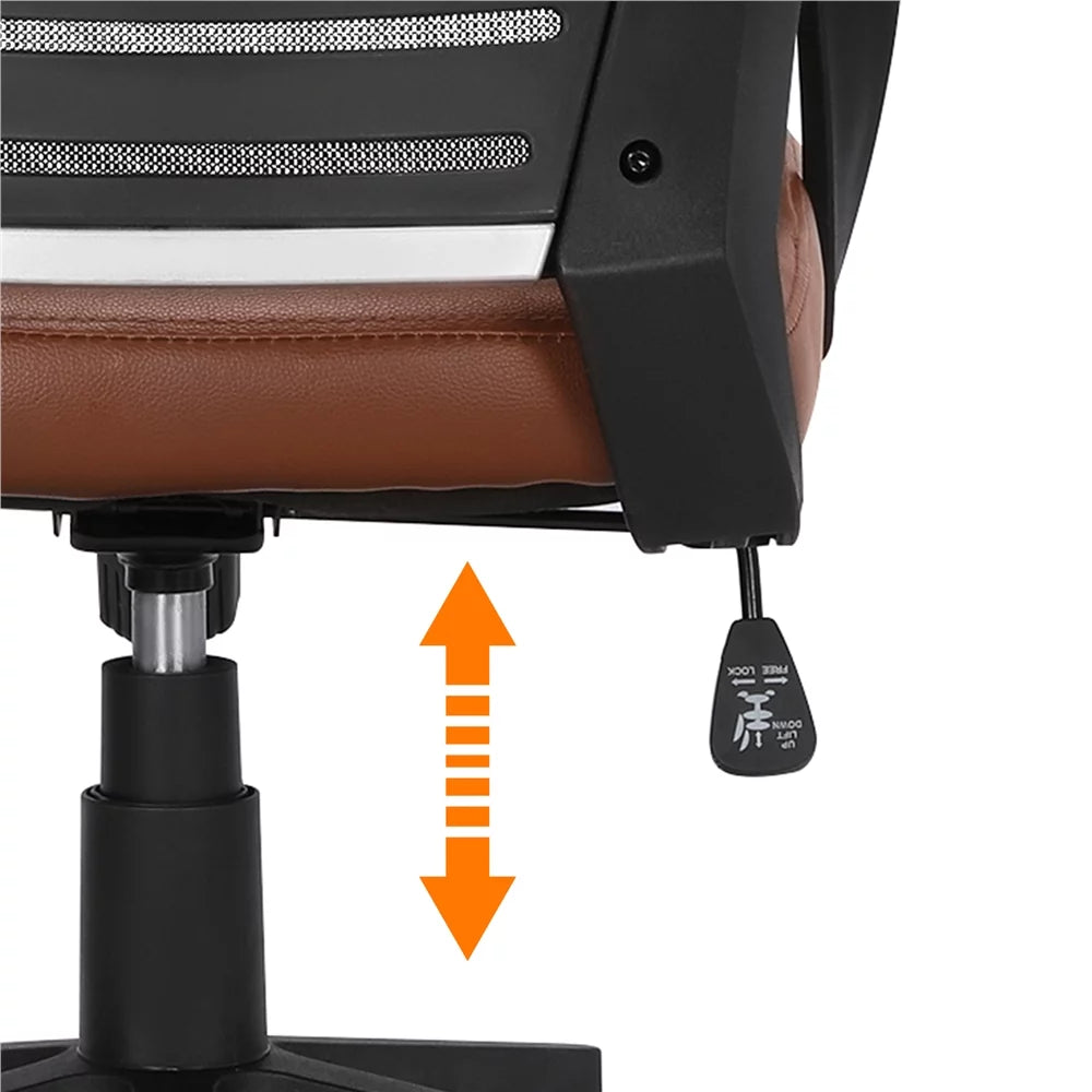 Brown Faux Leather Office Chair Set of 2 V61102