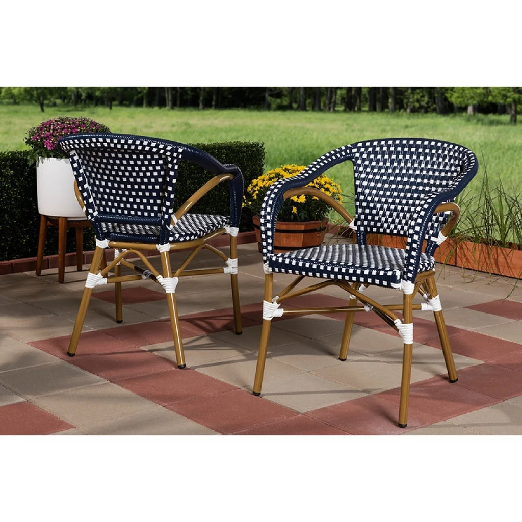 Navy and White Stackable Bistro Dining Chair Set C6095