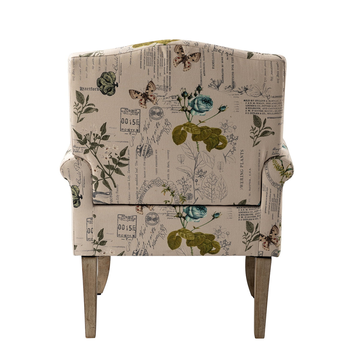 Upholstered Armchair Set of 2 with Pattern & Wooden Legs W90975