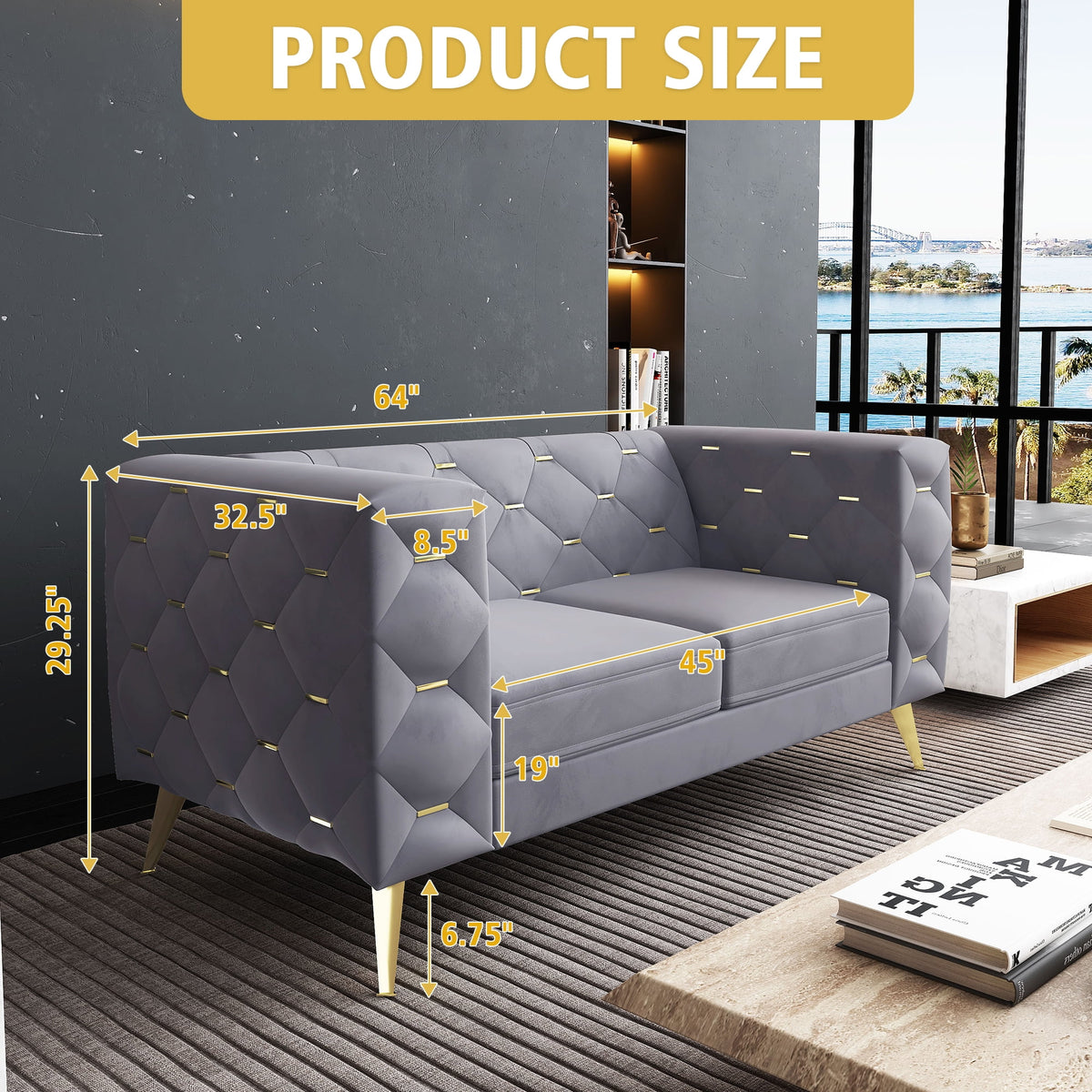 3 Piece Gray Velvet Sofa A575